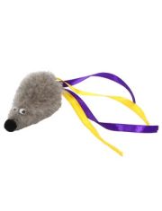 Игрушка для кошек GoSi Vышь с мятой серый мех с хвостом из лент