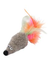 Игрушка для кошек GoSi Мышь с кошачьей мятой хвост-перо пышное серая