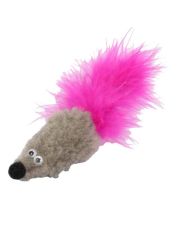 Игрушка для кошек GoSi Мышь с кошачьей мятой хвост-перо марабу серая