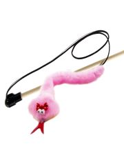 Удочка-дразнилка для кошек GoSi Змея с бантиком, розовая