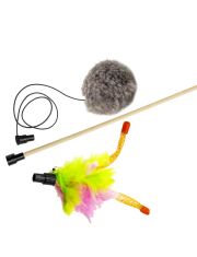 Удочка-дразнилка для кошек GoSi Пушистик из овчины перо трубочки 45см