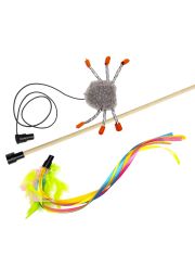 Удочка-дразнилка для кошек GoSi Пушистик из овчины перо трубочки 45см