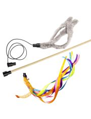 Удочка-дразнилка для кошек GoSi Пальма из овчины, Лента и трубочки