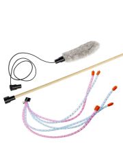 Удочка-дразнилка для кошек GoSi Хвостик из овчины. Трубочки 