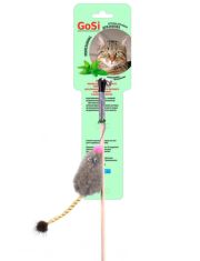Удочка-дразнилка для кошек GoSi Мышь с кошачьей мятой хвост-пружинка