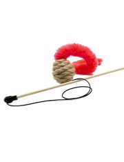 Удочка-дразнилка для кошек GoSi  ЭКО Джутовый шарик с хвостом на веревке