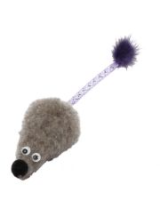 Игрушка для кошек GoSi Мышь с кошачьей мятой хвост-пружинка серая