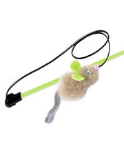 Удочка-дразнилка для кошек GoSi Неон Мышка-Мелисса с мятой норковый хвост, 30 см