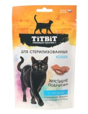 Лакомство для кошек TiTBiT Хрустящие подушечки для стерилизованных, с лососем
