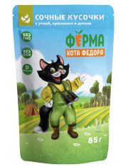 Влажный корм для кошек Мнямс Ферма кота Фёдора с уткой, кроликом и дичью