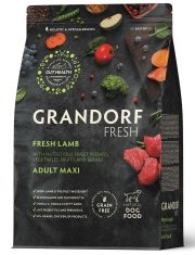 Сухой Беззерновой корм Grandorf Fresh с живыми пробиотиками. Для взрослых собак крупных пород с чувствительным пищеварением или склонных к аллергии,со свежим мясом ягненка и бататом