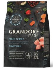 Сухой Беззерновой корм Grandorf Fresh с живыми пробиотиками для особо аллергичных собак мелких пород с чувствительным пищеварением,свежее мясо индейки с бататом