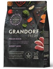 Сухой Беззерновой корм Grandorf Fresh с живыми пробиотиками для особо аллергичных собак мелких пород с чувствительным пищеварением,свежее мясо утки с бататом