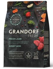 Сухой Беззерновой корм Grandorf Fresh с живыми пробиотиками для взрослых собак мелких пород с чувствительным пищеварением или склонных к аллергии,Свежее мясо ягненка с бататом