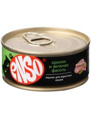 Консервы для кошек ENSO, паштет с кроликом и зеленой фасолью