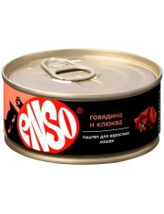 Консервы для кошек ENSO, паштет с говядиной и клюквой