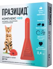 Капли кошек Празицид Комплекс НЕО от внешних и внутренних паразитов, до 4 кг