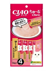 Лакомство для кошек "Inaba Ciao Churu" Пюре с курицей и лососем