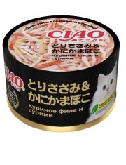 Влажный корм для кошек "Inaba Ciao" с куриным филе и сурими волокна в желе