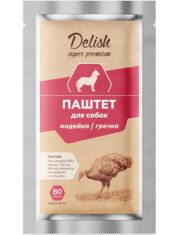 Delish Super Premium влажный корм для собак, паштет с индейкой и гречкой