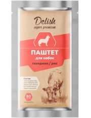 Delish Super Premium влажный корм для собак, паштет с говядиной и рисом