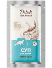 Delish Super Premium влажный корм для кошек, cуп с треской и рисом
