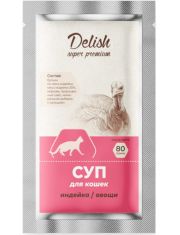Delish Super Premium влажный корм для кошек, cуп с индейкой и овощами