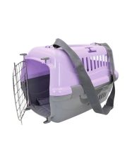 Переноска для животных Zooexpress Турне с металлической дверцей (коврик + ремень) 48*32*32 см 