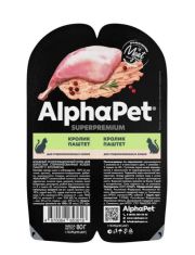 Влажный корм для кошек AlphaPet Superpremium стерилизованных кошек с кроликом, паштет