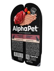 Влажный корм для собак AlphaPet Superpremium с говядиной, паштет