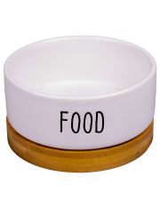 Миска для животных Mr.Kranch на бамбуковой подставке 340мл белая