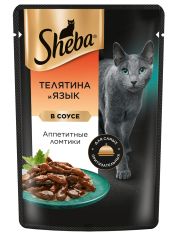 Влажный корм для кошек Sheba Телятина и язык ломтики в соусе