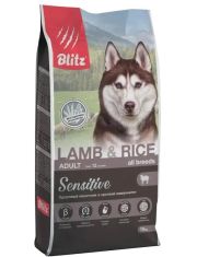 Сухой корм для собак Blitz Sensitive Lamb & Rice Adult Dog All Breeds с чувствительным пищеварением, ягнёнком и рисом