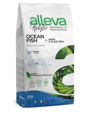 Сухой корм для щенков и юниоров Alleva Holistic Puppy/Junior Ocean Fish Medium средних пород с океанической рыбой, коноплей и алое вера