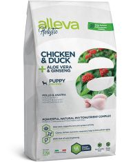 Сухой корм для щенков и юниоров Alleva Holistic Puppy/Junior Chicken & Duck Mini средних пород с курицей и уткой, алое вера и женьшенем