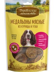 Лакомство для собак Деревенские лакомства медальоны мясные из курицы и утки