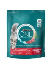 Сухой корм Purina ONE® для стерилизованных кошек и кастрированных котов, с высоким содержанием говядины и пшеницей
