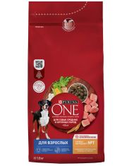 Сухой корм Purina ONE® для взрослых собак средних и крупных пород, с высоким содержанием курицы и с рисом
