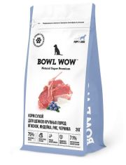 Сухой корм для щенков BOWL WOW крупных пород, индейка, ягненок, рис, черника