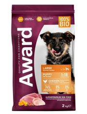 Сухой корм для щенков AWARD для крупных пород с курицей и индейкой с добавлением тыквы и шиповника