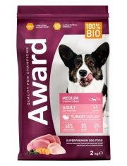 Сухой корм для собак AWARD для средних пород с индейкой и курицей с добавлением моркови и черной смородины
