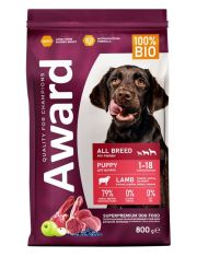 Сухой корм для щенков AWARD для беременных и кормящих сук с ягненком и индейкой с добавлением яблока и черники