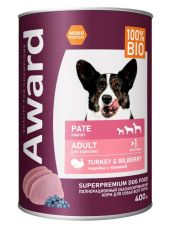 Консервы для собак AWARD в виде паштета из индейки с черникой