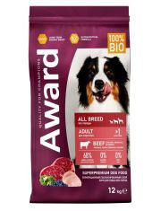 Сухой корм для собак AWARD с говядиной и курицей с добавлением брокколи и черники