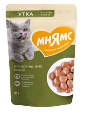 Влажный корм для кошек Мнямс в виде кусочков в соусе с уткой