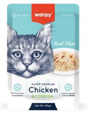 Пауч для кошек Wanpy Cat из курицы и трески