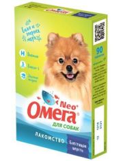 Витаминизированное лакомство для собак Омега Neo+ блестящая шерсть с биотином