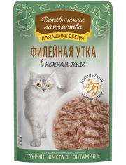 Влажный корм для кошек Деревенские лакомства Филейная утка в нежном желе