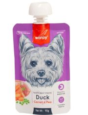 Лакомство для собак Wanpy Dog Мясной мусс из утки и моркови с горохом