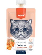 Лакомство для кошек Wanpy Cat Мясной мусс из лосося и курицы с морковью 